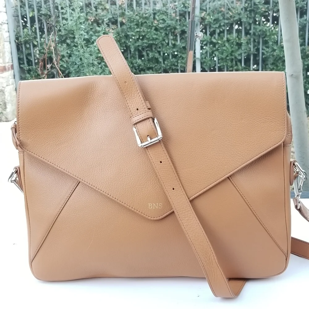 Mark & Graham Tan Laptop Crossbody Bag